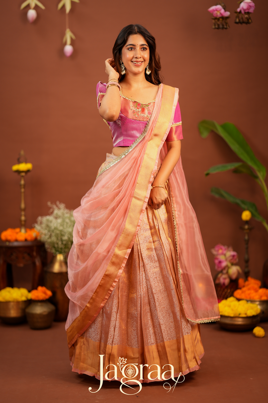 Pagnani | Premium Tissue Silk Pink Lehenga Set