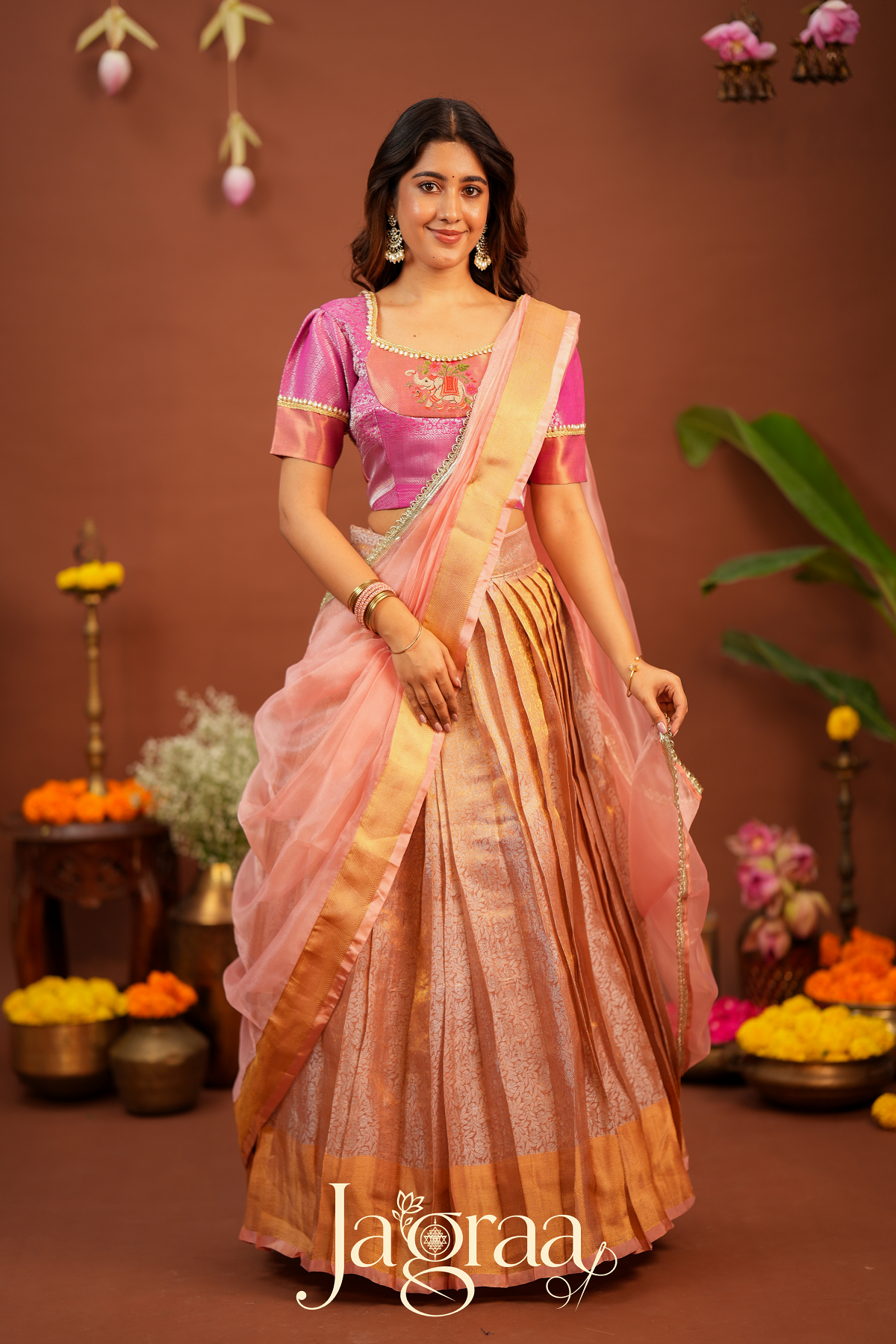 Pagnani | Premium Tissue Silk Pink Lehenga Set
