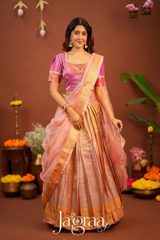 Pagnani | Premium Tissue Silk Pink Lehenga Set