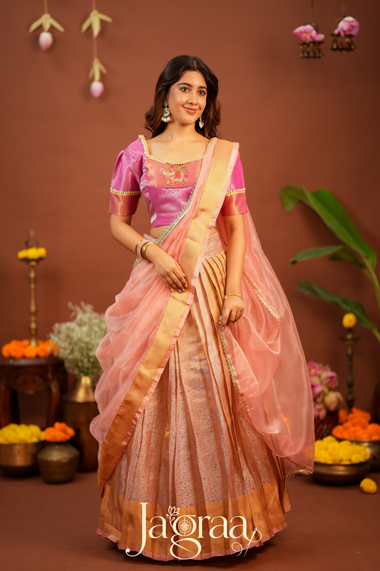 Pagnani | Premium Tissue Silk Pink Lehenga Set