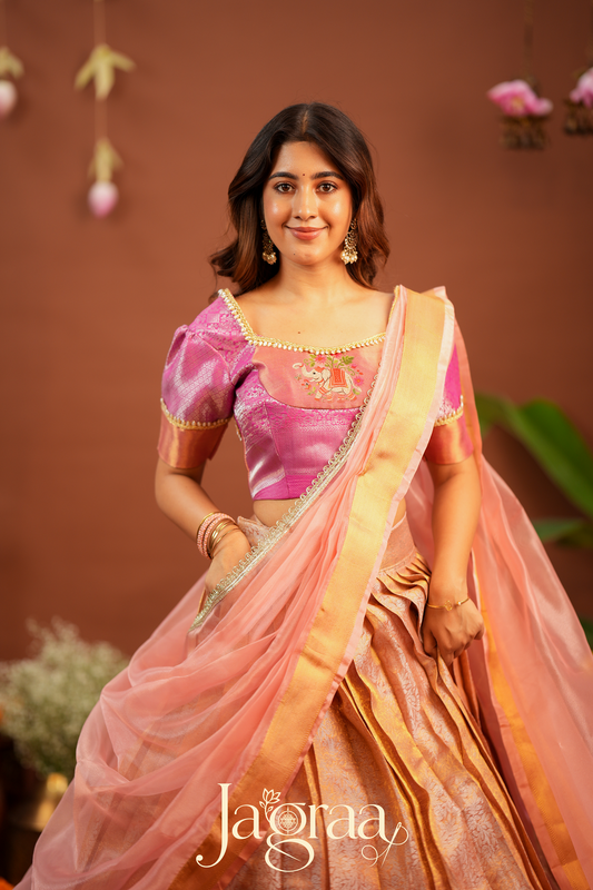 Pagnani | Premium Tissue Silk Pink Lehenga Set