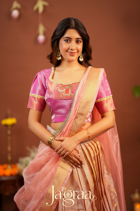 Pagnani | Premium Tissue Silk Pink Lehenga Set