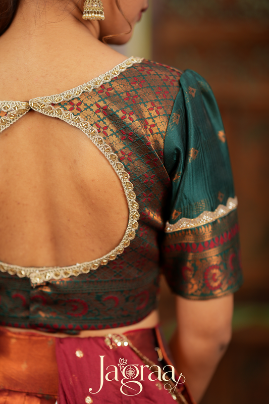 Pagnavati | Rust Orange Tissue Lehenga Set for Celebrations