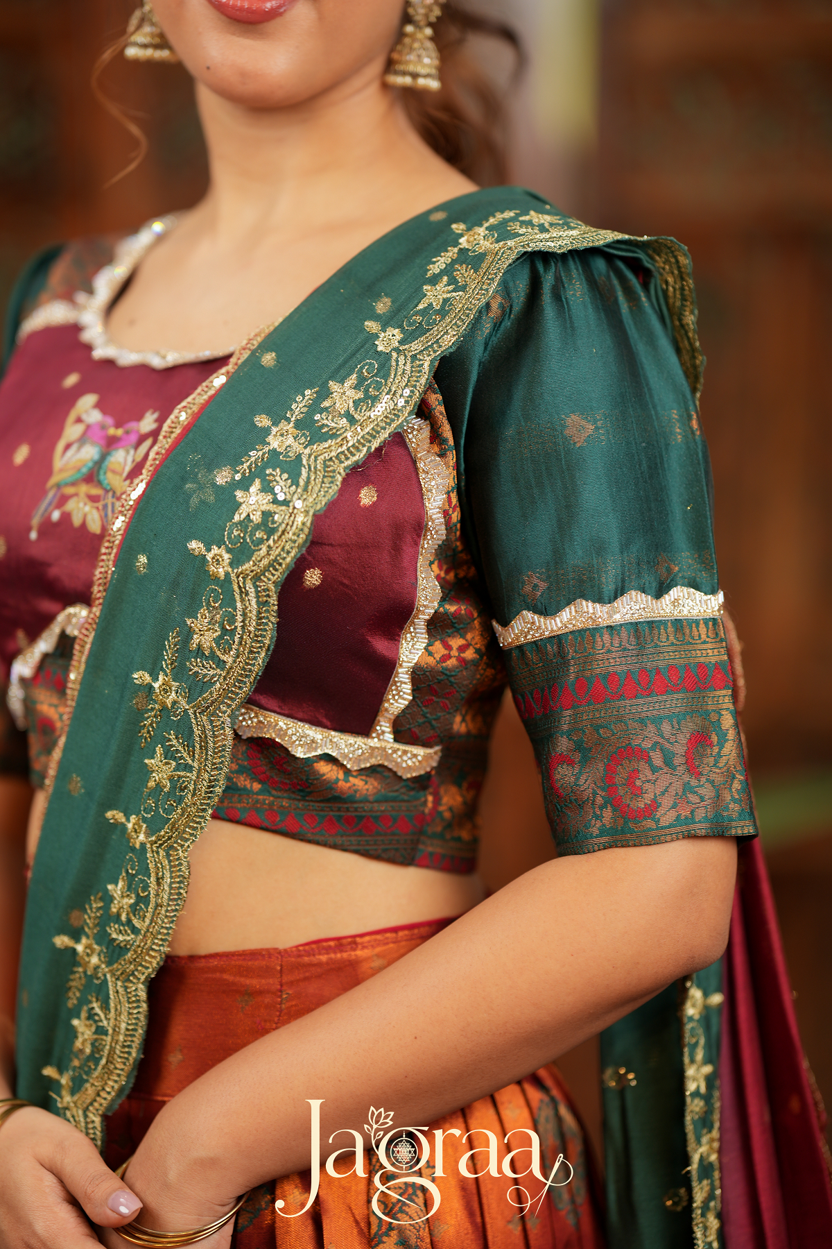Pagnavati | Rust Orange Tissue Lehenga Set for Celebrations