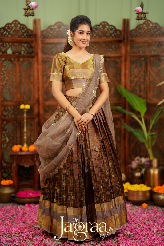 Pagnaxi | Chocolate Brown Lehenga Set for Wedding Events