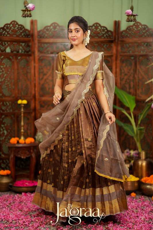 Pagnaxi | Chocolate Brown Lehenga Set for Wedding Events