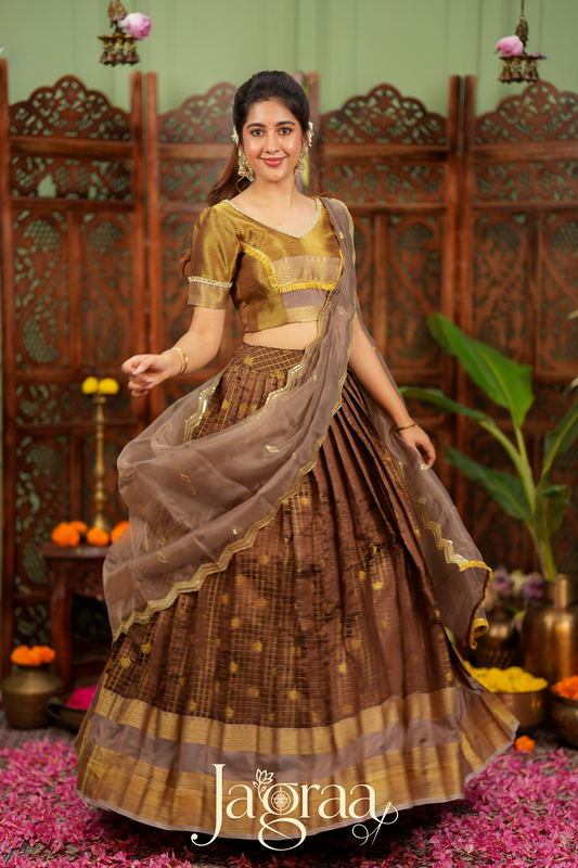 Pagnaxi | Chocolate Brown Lehenga Set for Wedding Events