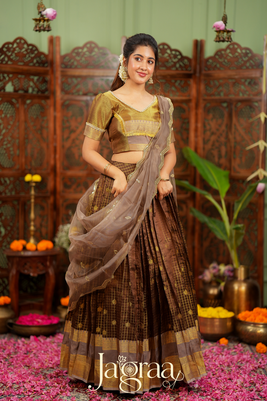 Pagnaxi | Chocolate Brown Lehenga Set for Wedding Events