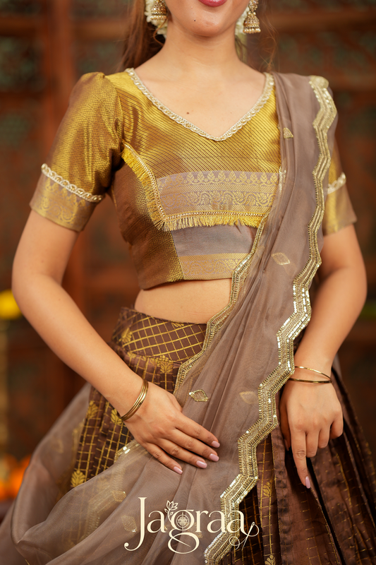 Pagnaxi | Chocolate Brown Lehenga Set for Wedding Events
