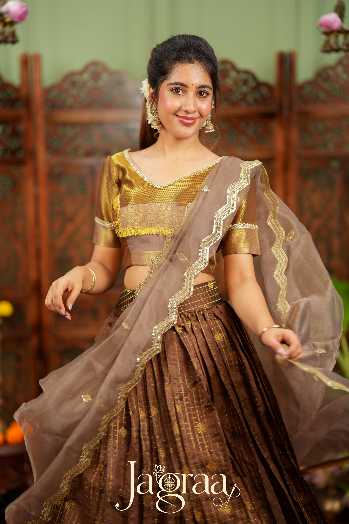 Pagnaxi | Chocolate Brown Lehenga Set for Wedding Events