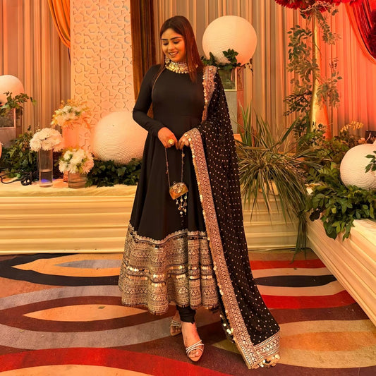 Muskan Royal Black Anarkali Set