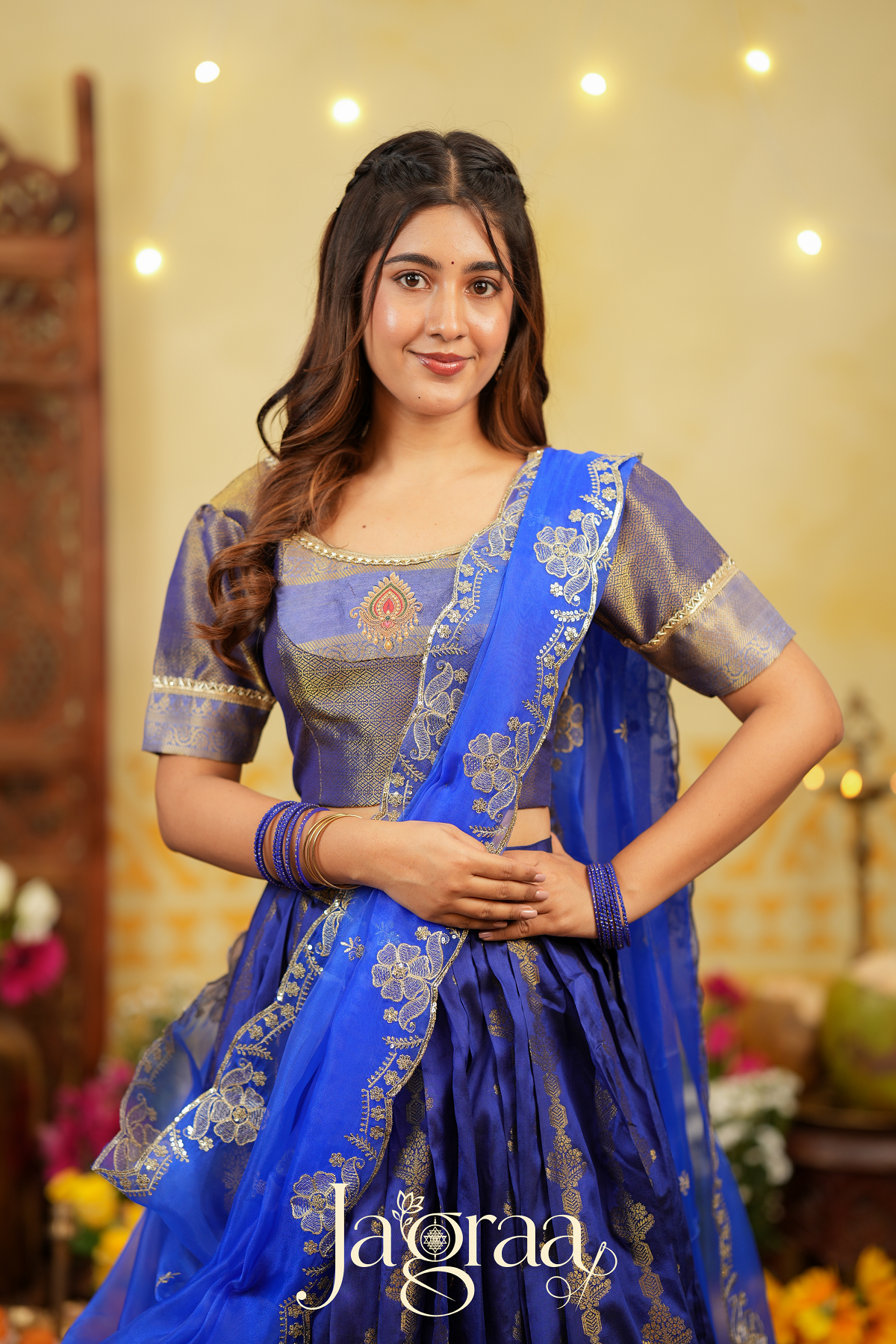 Rama | Royal Blue & Golden Designer Lehenga Set