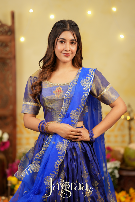 Rama | Royal Blue & Golden Designer Lehenga Set