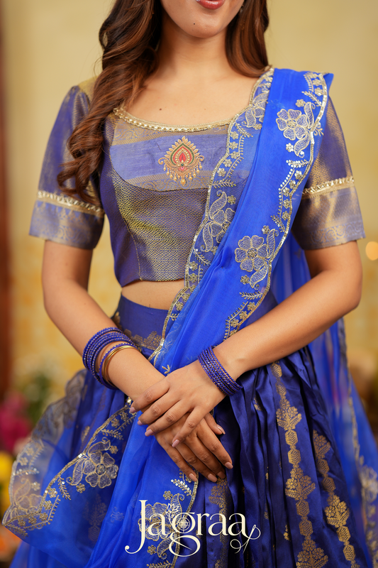 Rama | Royal Blue & Golden Designer Lehenga Set