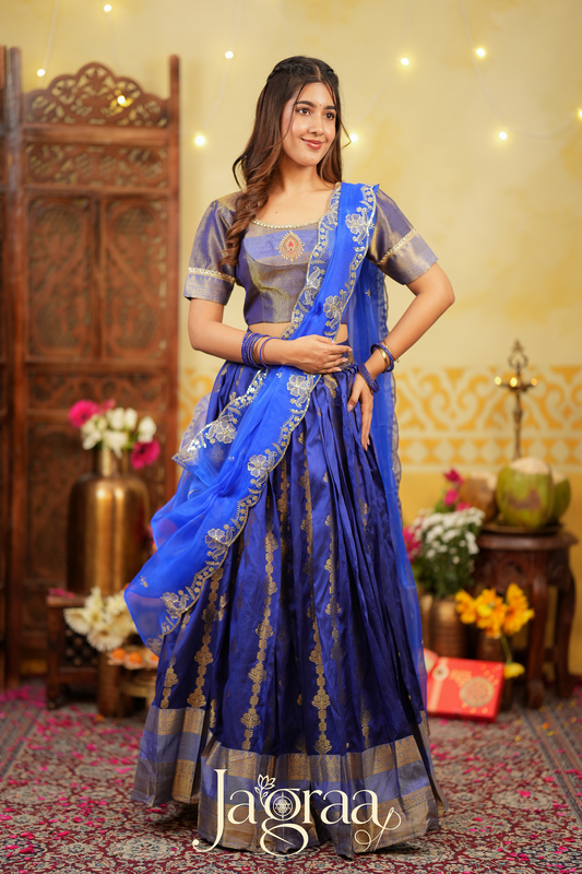 Rama | Royal Blue & Golden Designer Lehenga Set