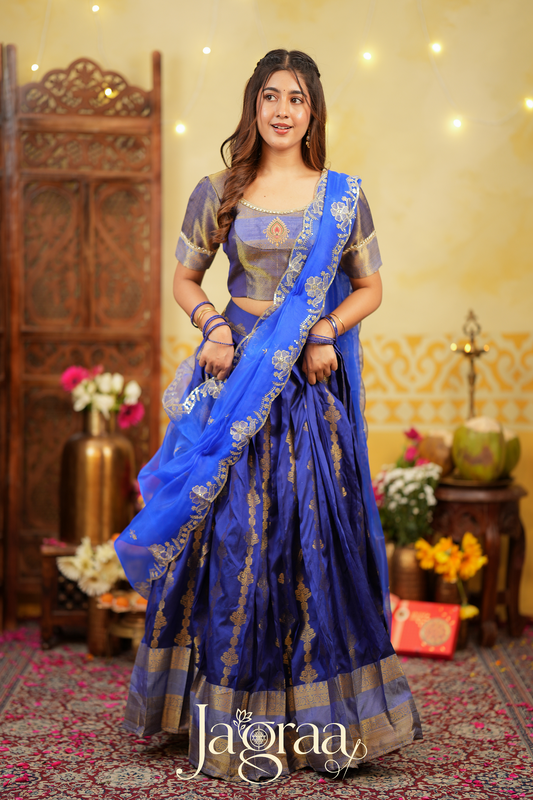 Rama | Royal Blue & Golden Designer Lehenga Set