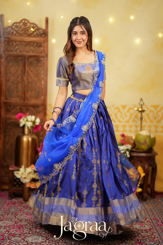 Rama | Royal Blue & Golden Designer Lehenga Set