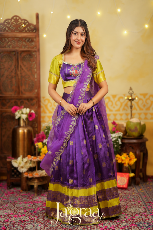 Shobha | Art Silk Lehenga Set for Elegant Weddings