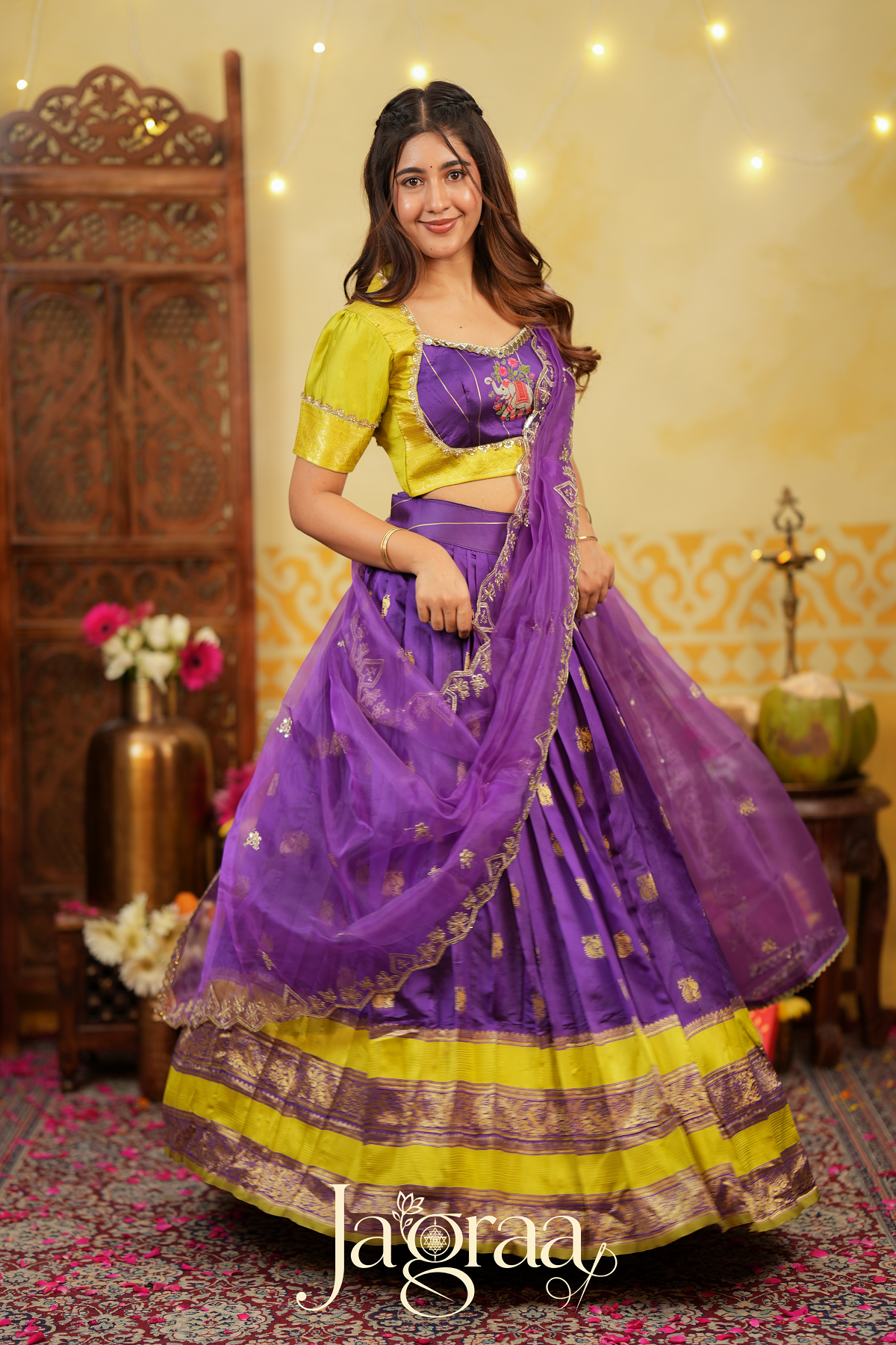 Shobha | Art Silk Lehenga Set for Elegant Weddings
