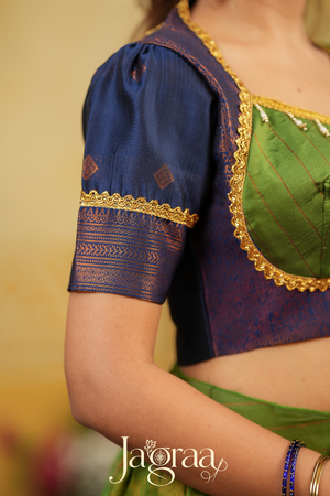 Shreepriya | Olive Green Silk Lehenga for Ethnic Elegance