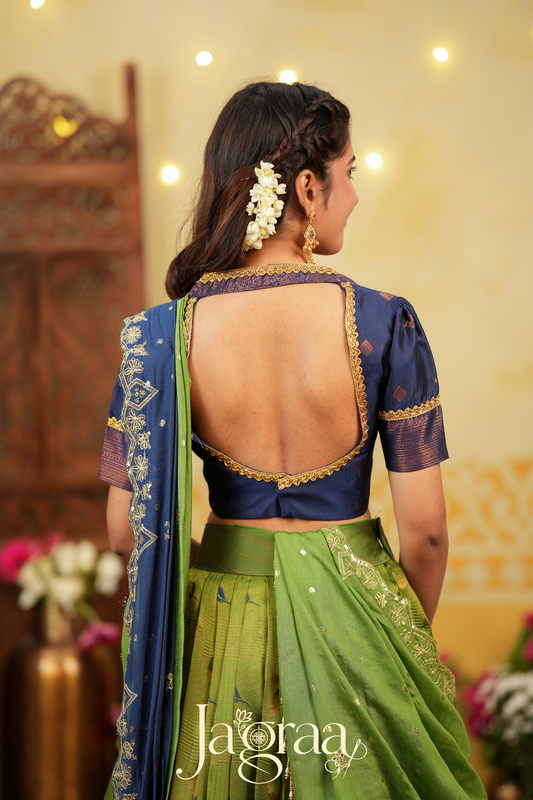 Shreepriya | Olive Green Silk Lehenga for Ethnic Elegance
