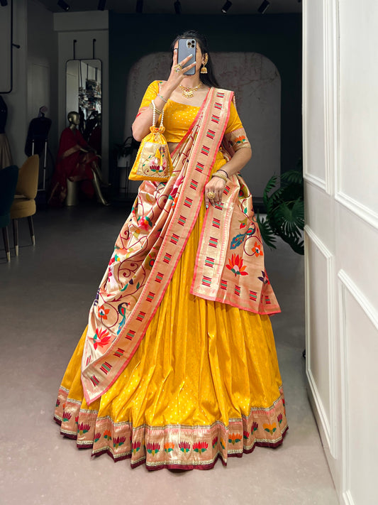 Jagraa Silk Paithani Zari Weaving Lehenga Choli Set with Dupatta & Batwa