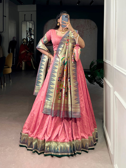 Jagraa Silk Paithani Zari Weaving Lehenga Choli Set with Dupatta & Batwa