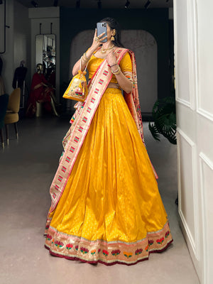 Jagraa Silk Paithani Zari Weaving Lehenga Choli Set with Dupatta & Batwa