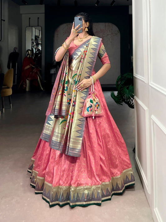 Jagraa Silk Paithani Zari Weaving Lehenga Choli Set with Dupatta & Batwa