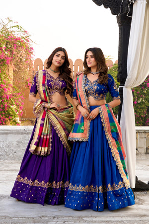 Jagraa Vichitra Silk Sequins & Thread Embroidered Lehenga Choli Set with Dupatta