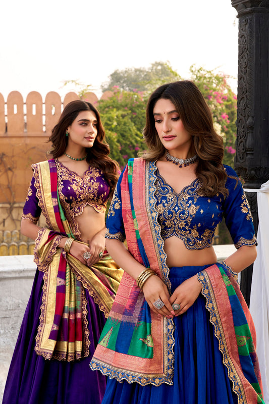 Jagraa Vichitra Silk Sequins & Thread Embroidered Lehenga Choli Set with Dupatta